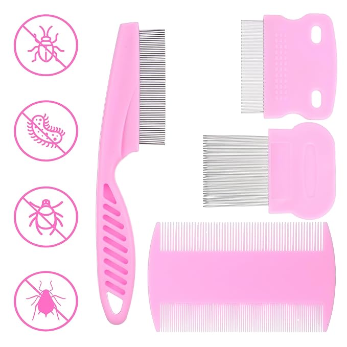 6 Pack Flea Comb Stainless Steel Lice Comb Tear Stain Remover Tool | Stainless Steel,Dog Cat Grooming Combs,Double-Sided ,Tear Stain Remover Dematting Tool,Professional Pet Grooming, Dematting