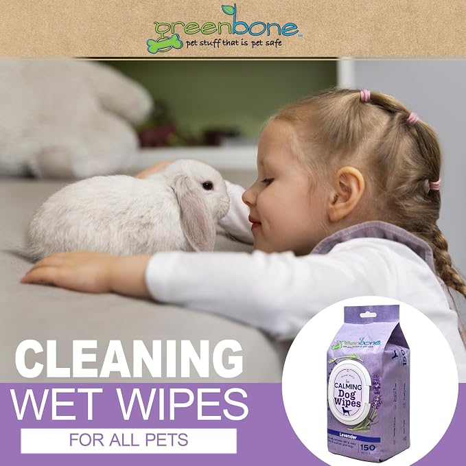 Greenbone Pet Dog Wipes French Lavender Natural for Grooming Paws, Body and Butt, Cleaning Deodorizing