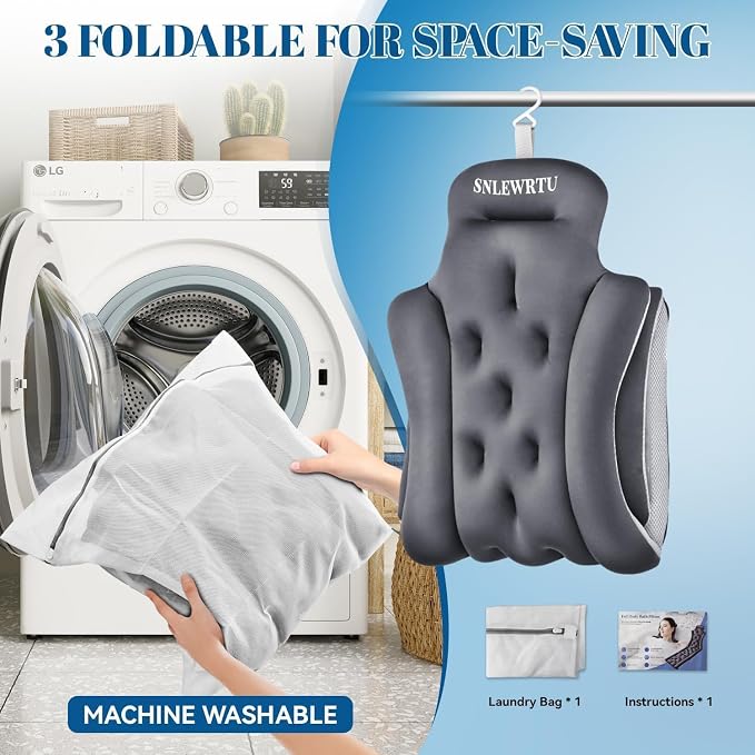 Full Body Bath Pillow for Bathtub, Thick & Luxury Bathtub Pillow Bathtub Cushion with 192 Suction Cups for Head & Neck, Back Support, Ideal Bath Pillows for Tub Women' Gifts Spa, Soaking