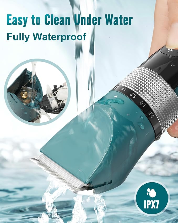 oneisall Cat Clippers for Matted Hair, 5-Speed Quiet Cat Grooming kit | Waterproof, 49dB Low Noise, 120min Long Battery Life LCD Display,4 Guards With Comb and Scissor,For Long Thick Matted Hair