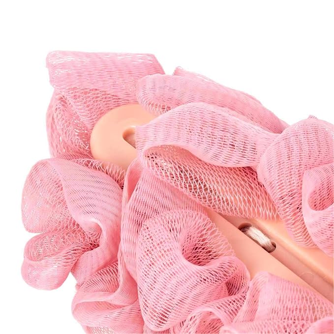 Back Scrubber for Shower,Loofah Long Handle Bath Body Brush,Soft Nylon Mesh Sponge for Shower,Loofah On a Stick for Men Women,Exfoliating Scrub Cleaning Luffa for Elderly(2-Pack,Pink)