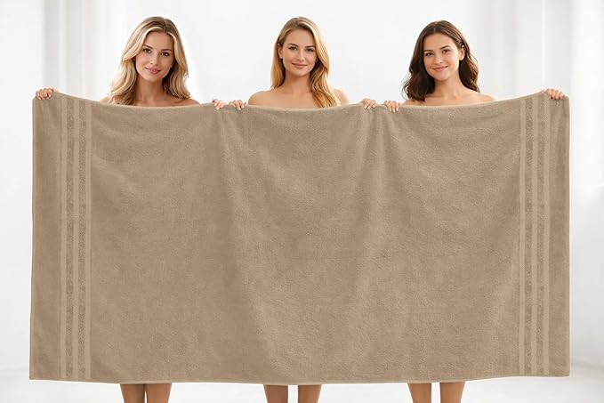 DAN RIVER 2 Pack Luxury Bath Sheets 35x70, 600 GSM, Soft & Quick Dry 100% Ring Spun Cotton Towels Ideal for Hotels, Spas, Gyms & Salons Extra Large, Tan