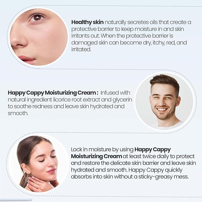 Happy Cappy Moisturizing Cream - Baby Eczema Cream, Eczema Lotion for Kids, Pediatrician-Formulated, Gentle, Paraben Free, Hypoallergenic, Soothes Dry Skin - 6 Fl Oz (Pack of 3)