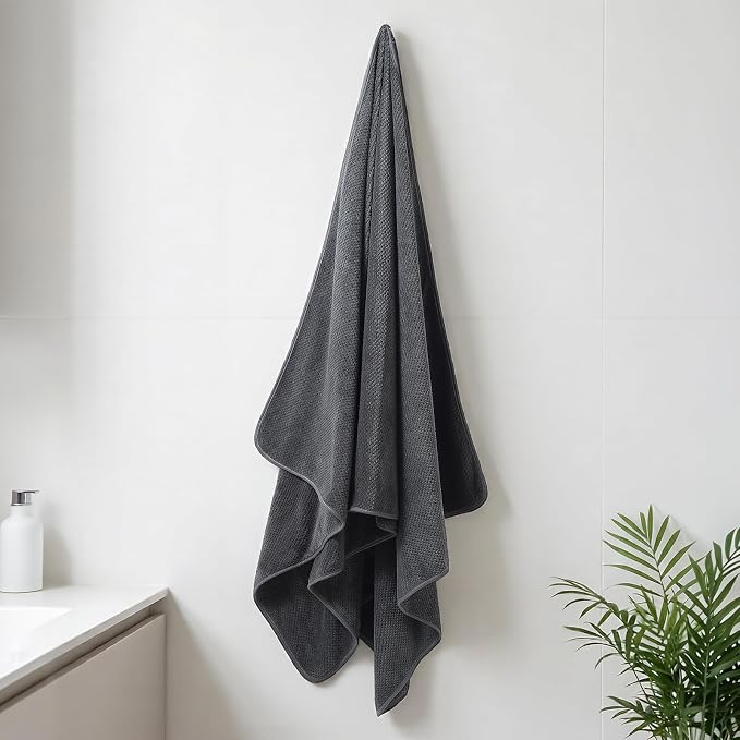 REDKISS Pack of 2 Jumbo Bath Sheets, 40 x 80 Inches Microfiber Bath Towels for Bathroom, Extra Large & Lightweight, Quick-Dry, Super Soft & Highly Absorbent, Perfect to Wrap Yourself in, Gray