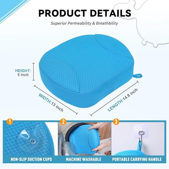 Hot Tub Booster Seat for Adults, 4D Air Mesh Hot Tub Cushion with 6 Strong Non-Slip Suction Cups, Ergonomic Hot Tub Seats, Quick Dry Hot Tub Accessories for Adults Indoor Outdoor, No Zipper Design