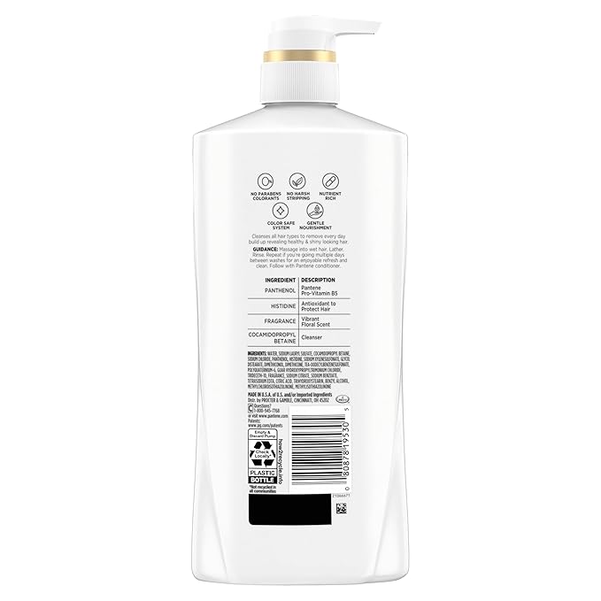 Pantene Shampoo & Conditioner Set, Classic Clean - Pro-V Nutrients for Dry, Color-Treated Hair, Healthy Looking Hair Every Wash, Antioxidant-Rich, 52.8 Oz Total + Miracle Rescue Shot (0.5 Oz)