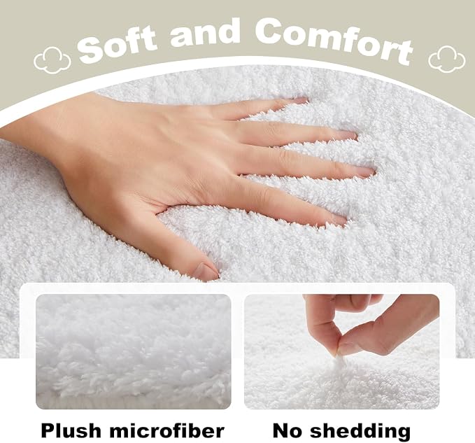 TYUU White Bathroom Rugs, Ultra Soft Bath Rugs Non Slip Washable, Super Absorbent Quick Dry Bath Mat with Rubber Backing for Bathroom Floor, Shower, or Sink, White 24" x 48"