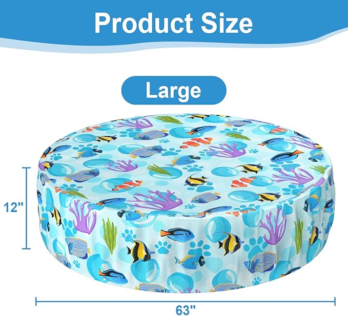 Foldable Round Dog Swimming Pool Cover for 63" Kid&Dog Pool | PVC Coating Waterproof, UV Protection, Leakproof Washable, Collapsible Outdoor Tub