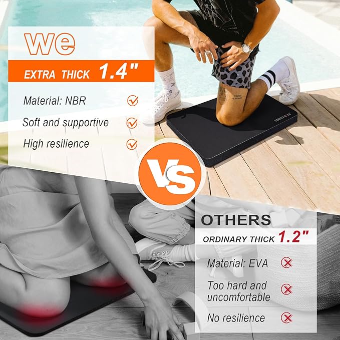 Kneeling Pad, Extra Thick Gardening Knee Pad for Women, Large Foam Bathtub Kneeling Pad for Bathing Baby, Waterproof Knee Pads Garden Workout Supplies, Black