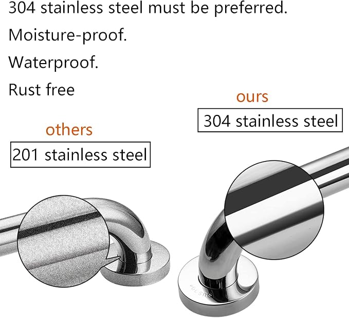 Rockgoya Shower Grab Bar, 2 Pack 24 Inch Bathroom Grab Bar, 304 Stainless Steel 1.25" Diameter Anti-Slip Handicap Grab Bar Support Shower Rail Senior Handrail Shower Safety Bar Handle