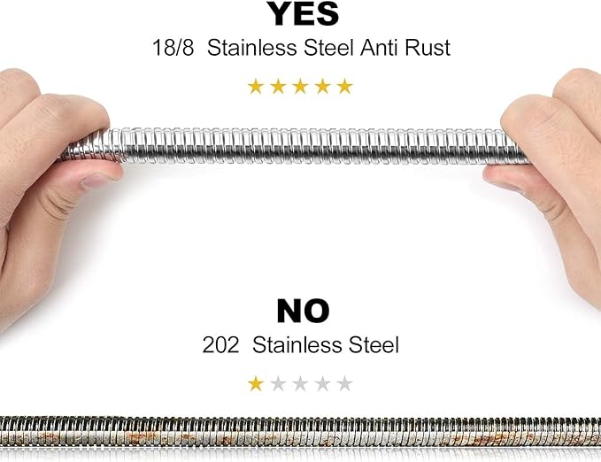 Blissland Shower Hose Extra Long 90 Inches Brushed Chrome Handheld Shower Head Hose with Brass Insert and Nut - Lightweight and Flexible