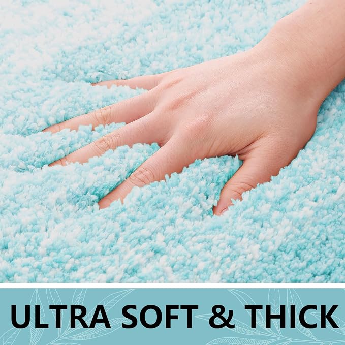 Arotive Microfiber Bathroom Rugs, Shaggy Soft and Absorbent Bath Rug, Thick Plush Machine Washable Dry Bath Mats for Bathroom, Tub and Shower, 30x20, Sky Blue, Rectangular