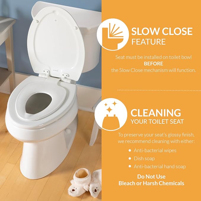 Mayfair NextStep2 Toilet Seat with Built-In Potty Training Seat, Slow-Close, Removable that will Never Loosen, Round, White