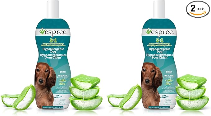 Espree Hypoallergenic Dog Shampoo & Conditioner, Tearless Formula with Aloe Vera, Sulfate-Free, Paraben-Free, Harsh Chemical and Dye-Free, Safe for Sensitive Skin, 20oz (Pack of 2)