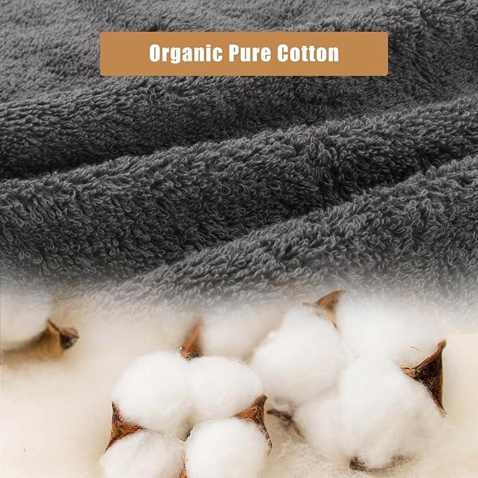 SEMAXE 18-Piece Cotton Bath Towel Set with Hanging Loops for Bathroom, Gray | Stock-up towel set for family bathrooms, guest baths, multi-bath homes, and wash-day rotation, OEKO-TEX certified, easy care