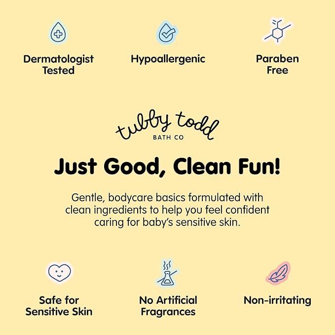 TUBBY TODD Baby Bundle Newborn Skin Care Set - Hypoallergenic Hair + Body Wash, All Over Ointment with Colloidal Oatmeal, Sweet Cheeks Diaper Paste - Fragrance-Free, Full Size