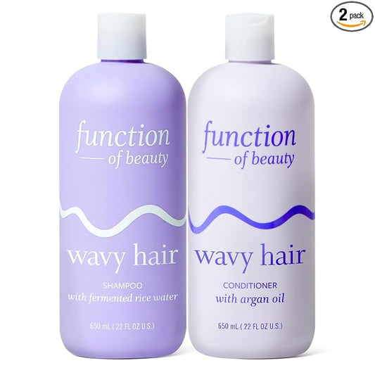 Function of Beauty Wavy Hair Shampoo & Conditioner XL Set - Sulfate-Free Shampoo & Conditioner Duo for Natural Wavy Texture - Lightweight, Anti-Frizz, Strengthening & Hydrating - Hair Care Products