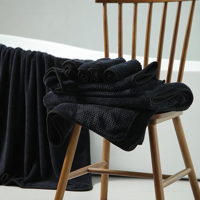 2 Pack 40"x 80" Extra Large Bath Towel Sheet Set, Oversized Bath Sheet Towels for Adults Soft Highly Absorbent Quick Dry Towels Set for Bathroom Hotel Spa Black