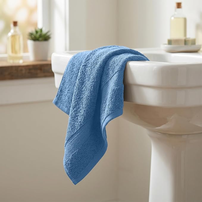 RIVERSIDE 6-Pack Premium Hand Towels Set, 16x28 inches, 100% Ring Spun Cotton, Super Soft, Quicker to Dry and Highly Absorbent, Towels for Bathroom, Kitchen, Gym, Spa, Electric Blue