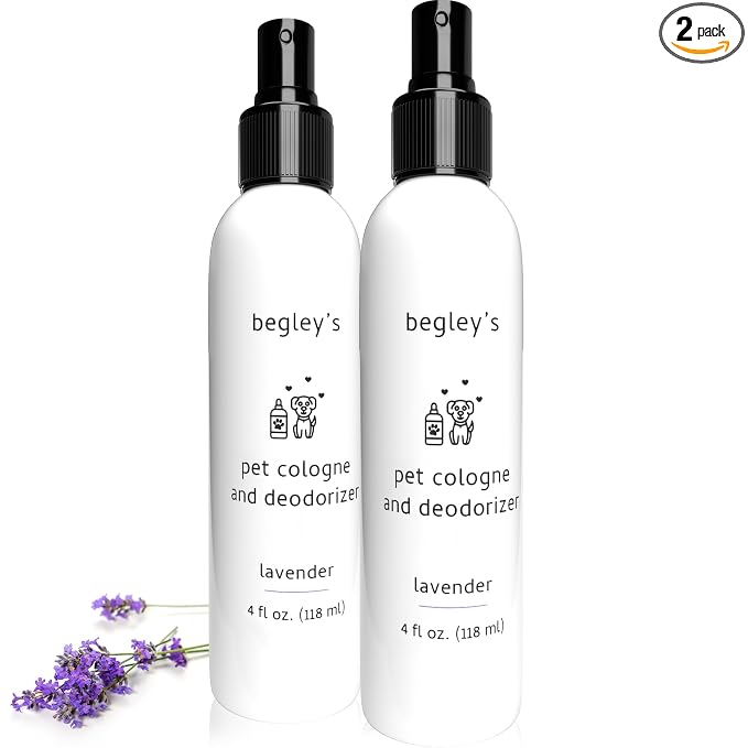 Begley's Pet Cologne and Deodorizer - Premium Essential Oil Dog Perfume Spray Long Lasting and Pet Odor Eliminator - Cat Perfume and Dog Cologne Spray - Lavender - 4 oz