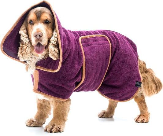 Lucky Pooch® Dog Robe - Luxurious Dog Bathrobe - Ultra Absorbent Dries Your Dogs in Minutes! Double-Layer, Super Soft Towel and Bath Robe All in One (XXS, Plum)