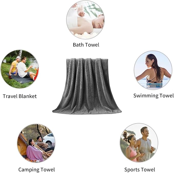 Ferdilan 4 Pack Large Bath Towels Set 35"x70" Grey Oversized Bath Sheet Chair Towels, 600 GSM Ultra Soft & Absorbent Towels for Bathroom, Quick Dry Towel for Gym Hotel Camp Pool