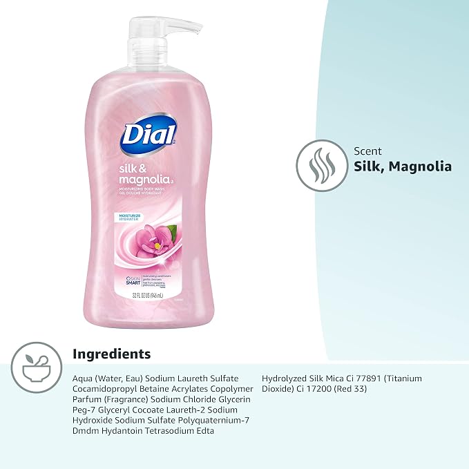 Dial Body Wash, Pamper & Indulge, Silk & Magnolia, 32 fl oz (Pack of 2)