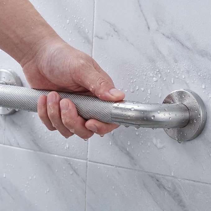 16 Inch Shower Grab Bar for Seniors 2 Pack, Heavy Duty 304 Stainless Steel Anti-Slip Bathroom Safety Handicap Grab Bar for Shower, Bathtub & Toilet, Wall Mounted, Supports 500lbs