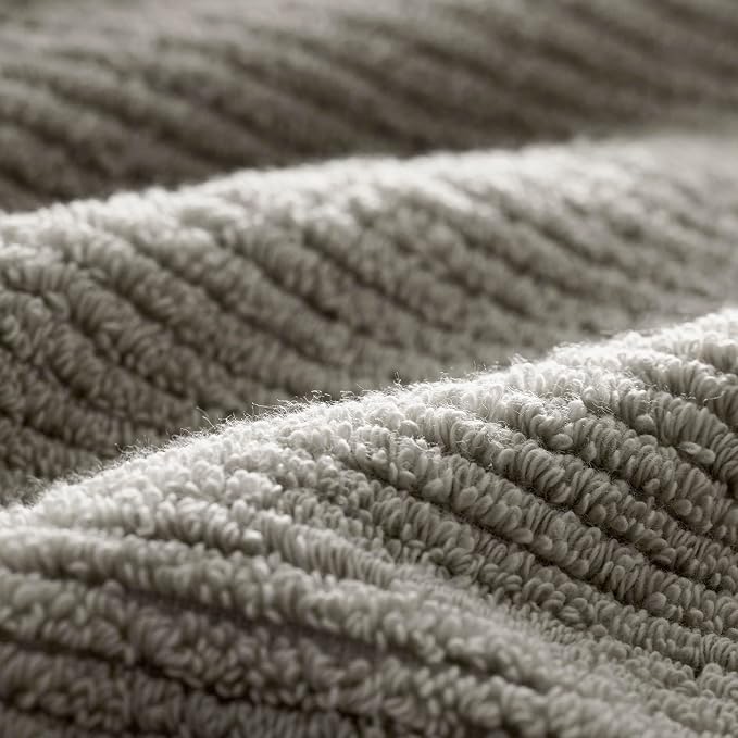 BOLL & BRANCH Turkish Ribbed Bath Towel - Pewter - 100% Organic Turkish Cotton - Soft Absorbent Quick Dry Luxury Spa Bath Towel with Ribbed Texture - Durable Sustainable Comfort