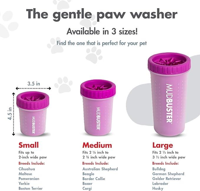 Dexas MudBuster Portable Dog Paw Cleaner, Small, Fuchsia - Premium Quality Pet Accessory