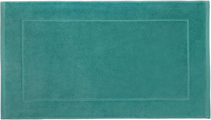 Sferra Cielo Tub Mat 20 x 33 inch – 100% Long Staple Zero Twist Cotton Bath Mat, Luxurious Woven Border, Fade Resistant, 550 GSM Super Absorbent and Soft Bath Tub Mat - Made in Portugal- Caribbean