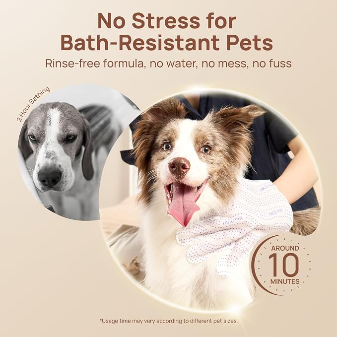 HICC PET Dog Wipes Cleaning Deodorizing PRO for Dogs&Cats, 20PCS Hypoallergenic Puppy Wipes, No-Rinse Pet Wipes, Extra Thick Dual-Textured Pet Glove Wipes for Paws, Face, Ears & Butt, Unscented