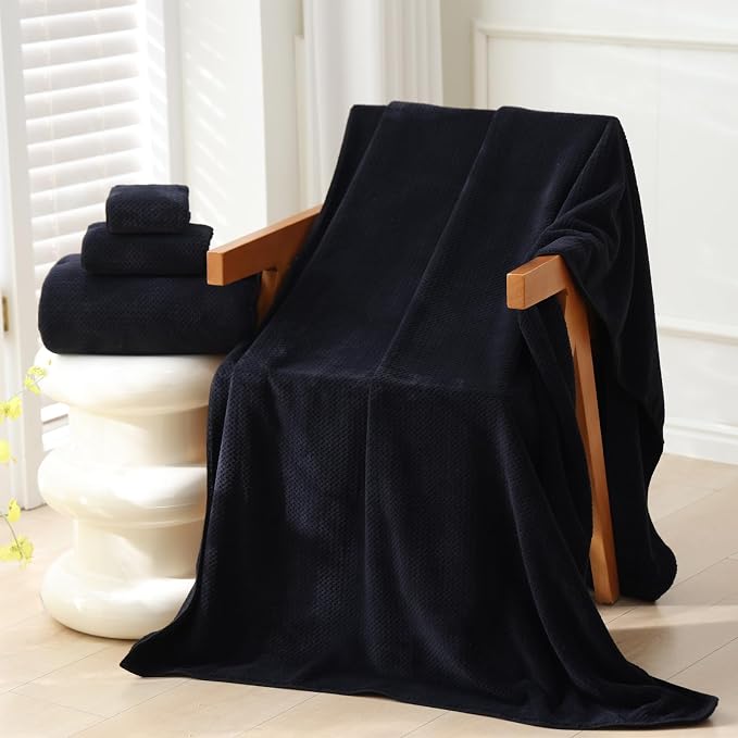 40x80 Inches Bath Sheets Towels for Adults Oversized Bath Towels Extra Large Luxury Super Soft Absorbent Quick Dry Microfiber(Black,2PCS)