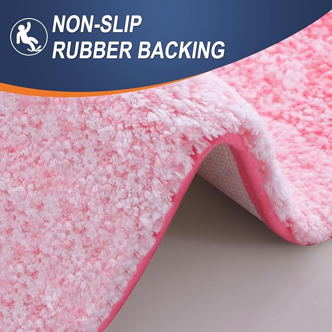 OLANLY Bathroom Rugs Mat 34x21, Extra Soft Absorbent Microfiber Bath Rugs, Rubber Backing, Quick Dry, Machine Washable Bath Mats for Bathroom Floor, Tub and Shower, Home Decor Accessories, Pink