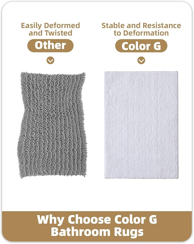 Color&Geometry Small Bath Mats for Bathroom, 16"x24" White Bathroom Rugs, Non Slip, Absorbent, Soft, Washable, Microfiber Bathmat Shower Mat Outside Shower