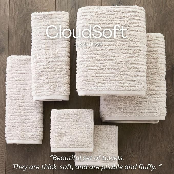 SKL Home CloudSoft Cotton Luxury Bath Towel, Oatmeal