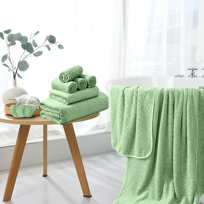 Bath Towel Set of 4 Extra Large Bath Sheet 35"x70" Oversized Bath Towel Soft Microfiber Bathroom Towel for Adults Highly Absorbent Quick Dry Towel Set for Bathroom,Hotel,Shower Towel Bath Sheet Green