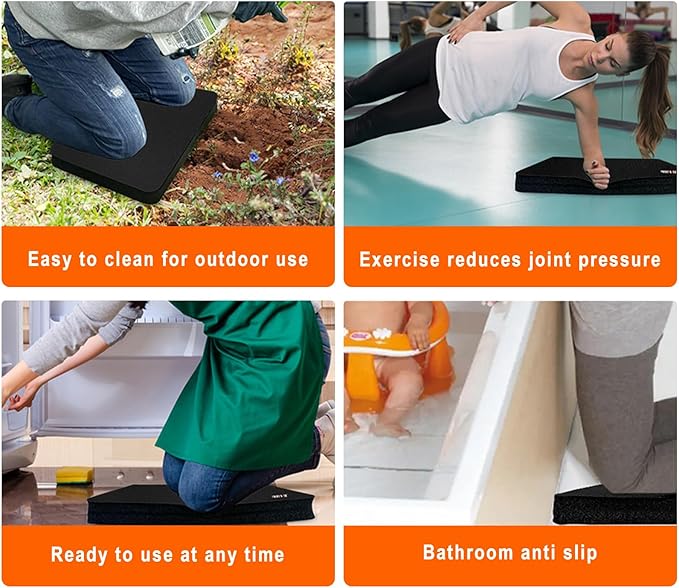 Kneeling Pad, Extra Thick Gardening Knee Pad for Women, Large Foam Bathtub Kneeling Pad for Bathing Baby, Waterproof Knee Pads Garden Workout Supplies, Black