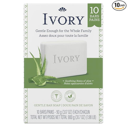 Ivory Bar Soap Aloe Scent, 3.17 Ounce (Pack of 10)