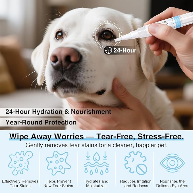 Tear Stain Remover Pen for Dogs & Cats – Aloe Formula Gentle Eye Cleaner with Soft Tip for Easy Use – Especially for White Dogs – Dog Eye Drops Alternative – Safe for Daily Use