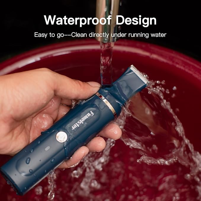 Dog Clippers for Grooming, Cordless Waterproof Dog Hair Trimmer with Type-C Charging, Low Noise for Trimming Cats & Dogs' Specific Areas Around Paws, Eyes & More (Blue)