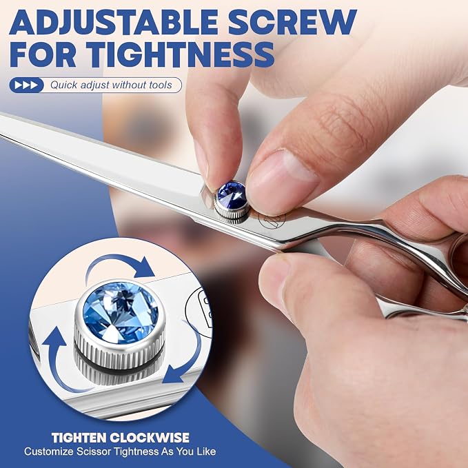 Moontay Professional Dog Grooming Straight, Curved, Thinning/Blending/Chunking Scissors Kit, JP-440C Stainless Steel Pet Cat Hair Cutting/Trimming Shears, Silver