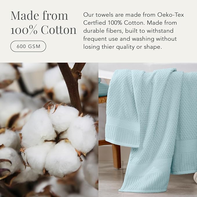 NY Loft 100% Cotton 2 Pack Bath Sheet Towel Set | Super Soft & Absorbent Quick-Dry Oversize Bath Towels |Textured and Durable Cotton | Seafoam