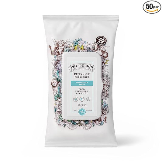 Poo-Pourri Pawsitively Fresh Deodorizing Pet Wipes – Quick Cleaning Wipes for Dogs & Cats – Plant Based Ingredients – Vet Recommended – Cleaner Odor Remover Wipes for Paw, Fur & Skin Soothing