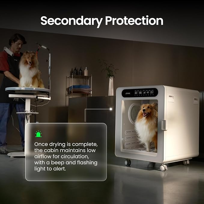 JirPet C7s Pet Dryer Box, Professional Grooming Pet Dryer Cabin with 1295 CFM High-Speed Airflow for Efficient Dog Drying, 170L Capacity Dog Dryer Box with Dual Safety Features for Medium & Small Dog