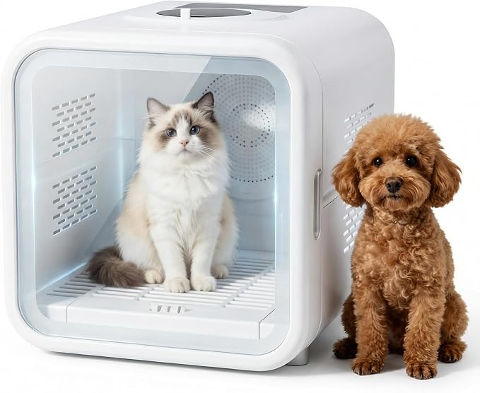 Pet Dryer Box for Cats and Small Dogs - 360° Fast Drying, Adjustable Temperature, Transparent Design, Stress-Free Hands-Free Grooming | Peting Window