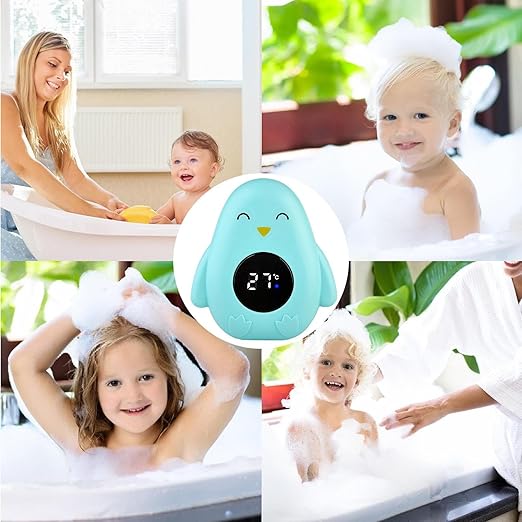 Bathtub Temp Gauge – LCD Floating Water Thermometer, Water Floating Digital Bath Temperature Meter | Accurate Measurement Safety Cartoon Penguin Shape Temperature Tester for Kids Boys Girls
