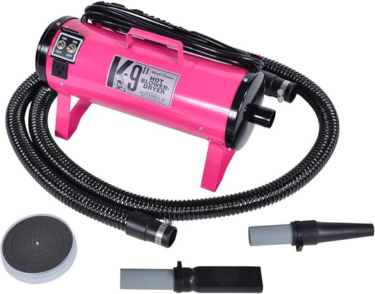 Electric Cleaner Company K9 II Dog Blow Dryer - High Power Grooming Dryer, Heavy Duty, 10' Hose, Deshedding, Pink