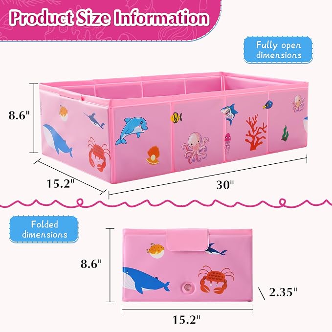 Collapsible Baby Bathtub, Portable Foldable Travel Bath Tub for Infant Toddler, Converts Shower to Tub, No Assembly Folds Flat for Storage, 6M-5 Years, Pink