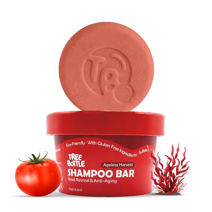 Hyaluronic Acid + Tomato Extract Shampoo Bar for Gray Hair - Anti-Aging - Restores, Strengthens & Revives Dull Strands - Shampoo for Women and Men - Free of Parabens & Sulfates - Made in USA - 4.5oz